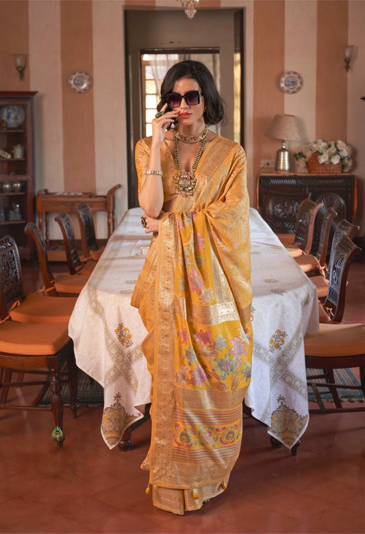 Mustard Yellow Georgette Readymade/Easy Saree - Panaash Saree