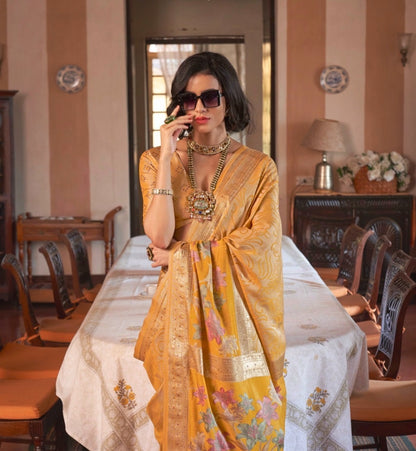 Mustard Yellow Georgette Readymade/Easy Saree - Panaash Saree