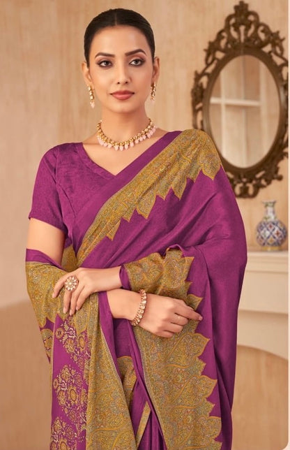 Casual Purple Readymade Saree