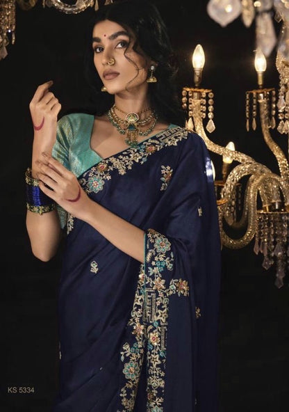 Navy Blue Cocktail Readymade Saree