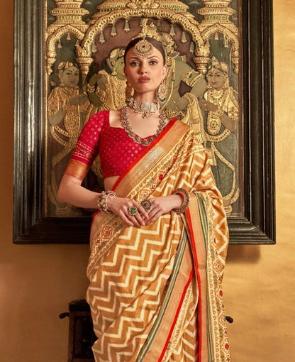 Yellow Patola Silk Readymade/Easy Saree