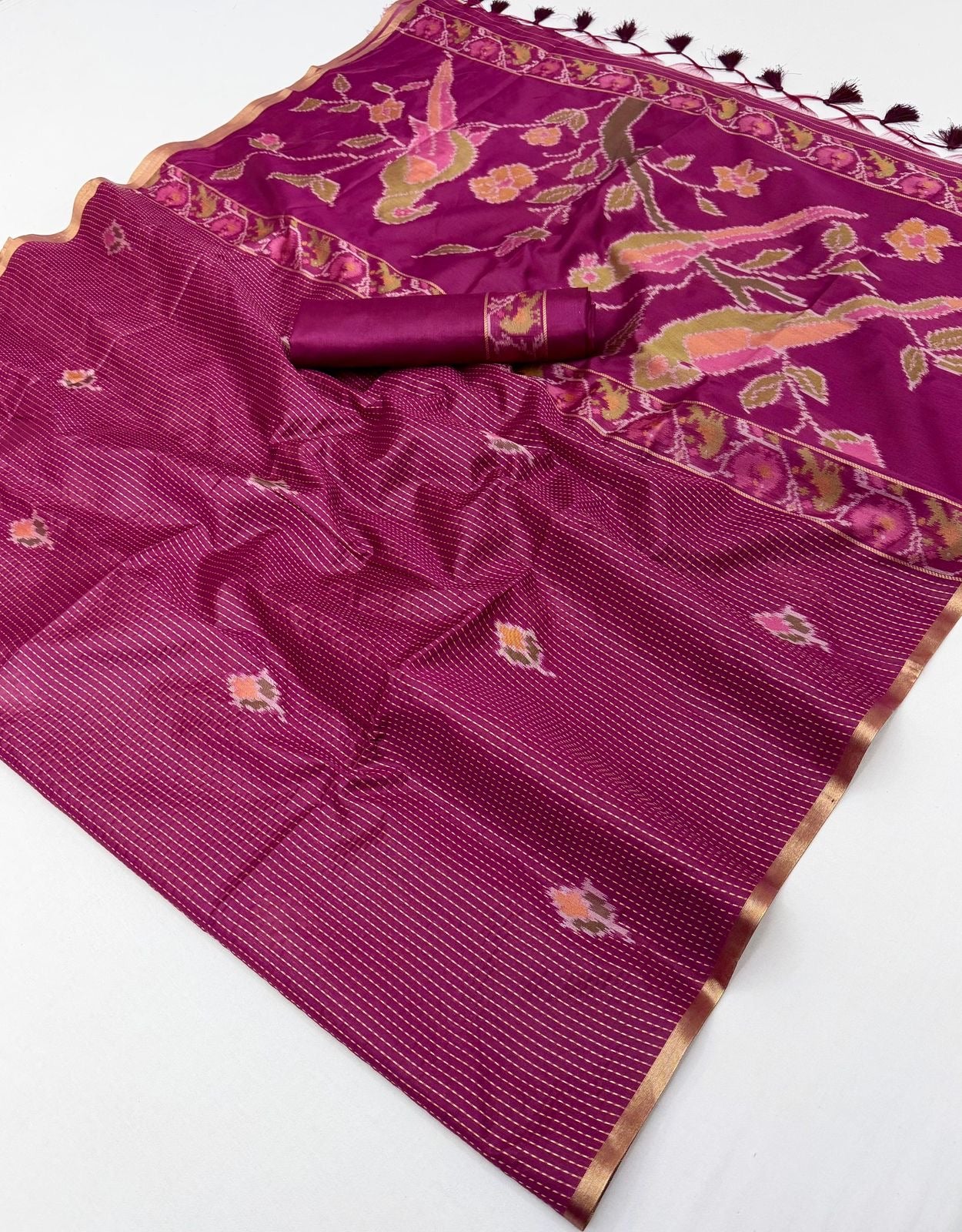 Magenta Silk Ready To Wear/Easy Saree - Panaash Saree