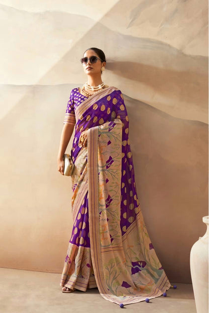 Royal Purple Georgette Readymade/Easy Saree