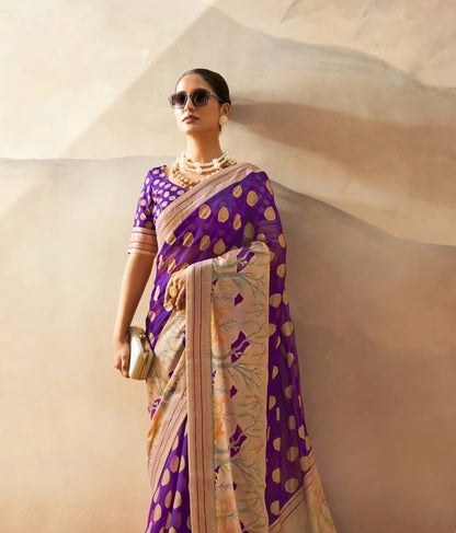 Royal Purple Georgette Readymade/Easy Saree