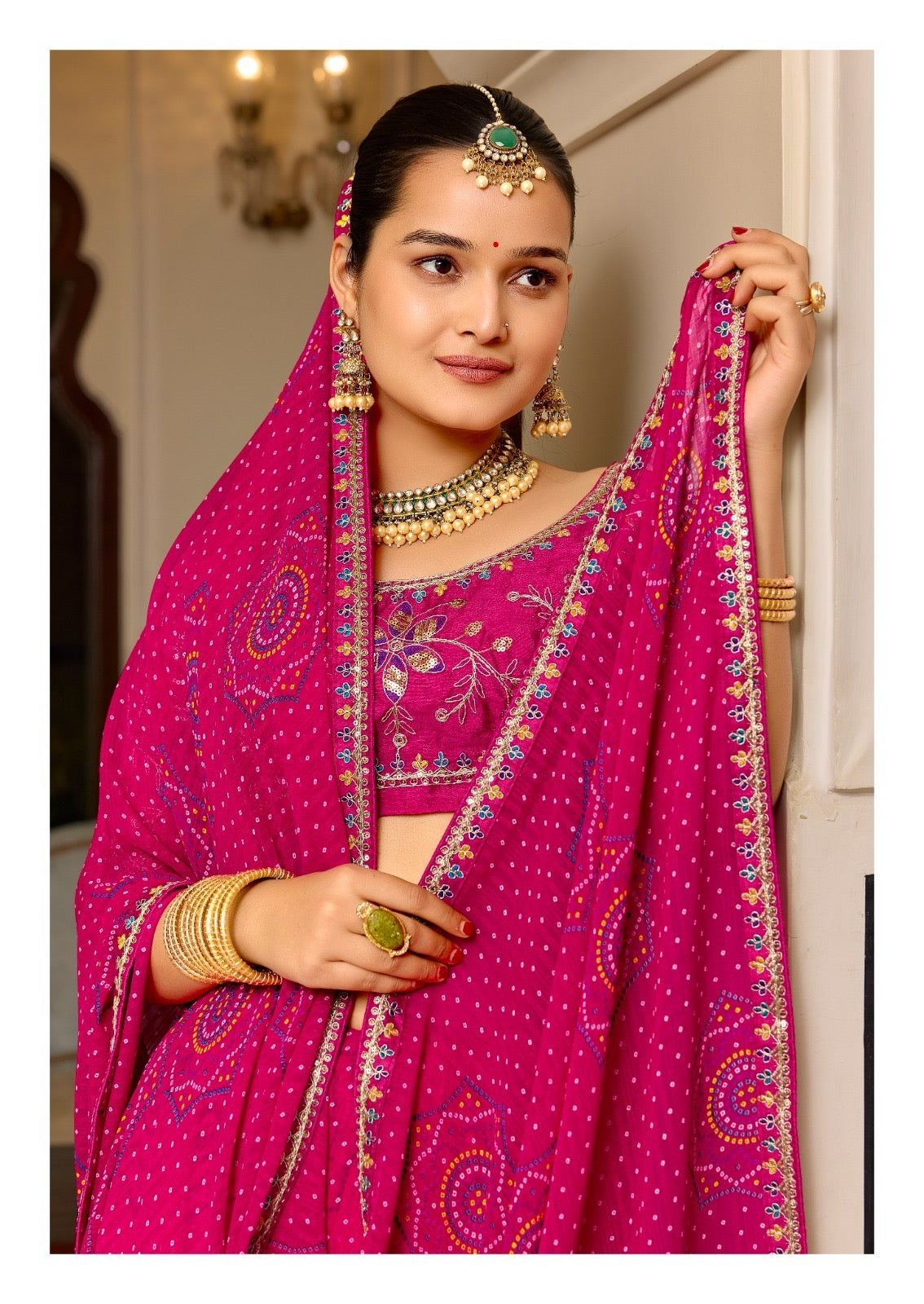 Pink Georgette Normal Drape Saree - Panaash Saree