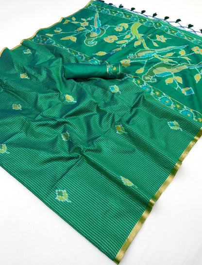 Green Silk Ready To Wear/Easy Saree - Panaash Saree