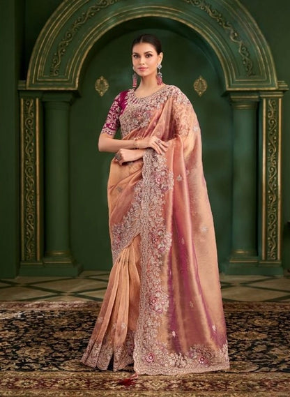 Apricot Cocktail Ready To Wear/Easy Saree - Panaash Saree