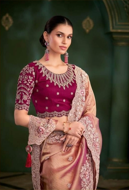 Apricot Cocktail Ready To Wear/Easy Saree - Panaash Saree