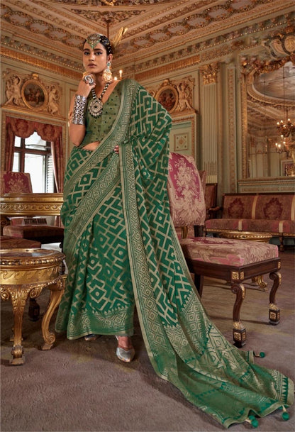 Green Georgette Ready To Wear/Easy Saree by Stylebypanaash