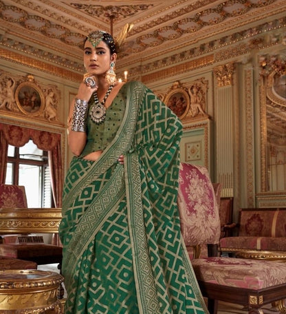 Green Georgette Ready To Wear/Easy Saree by Stylebypanaash