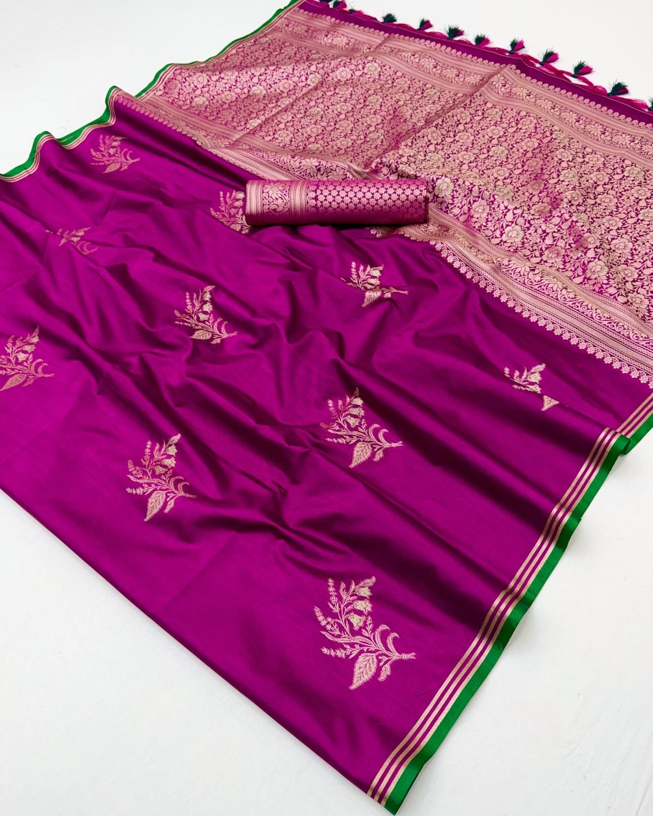 Magenta Linen Silk Ready To Wear/Easy Saree - Panaash Saree