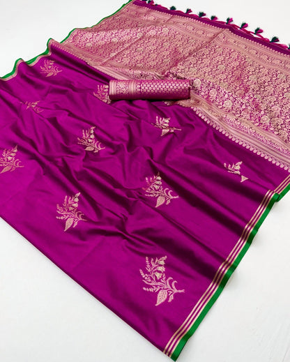 Magenta Linen Silk Ready To Wear/Easy Saree - Panaash Saree