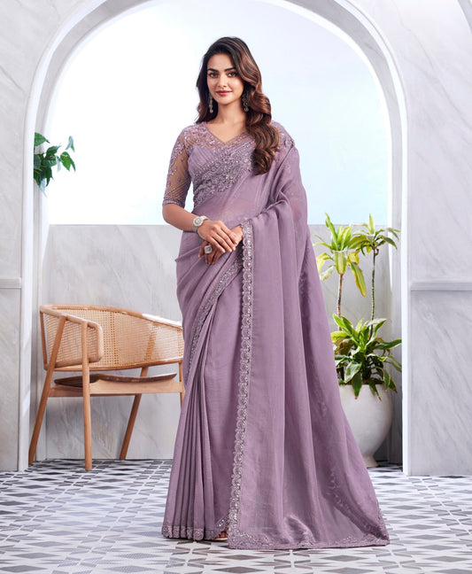 Violet Color Cocktail Readymade Saree