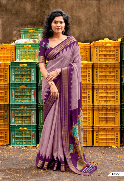 Mauve Cotton Ready To Wear/Easy Saree by Stylebypanaash 