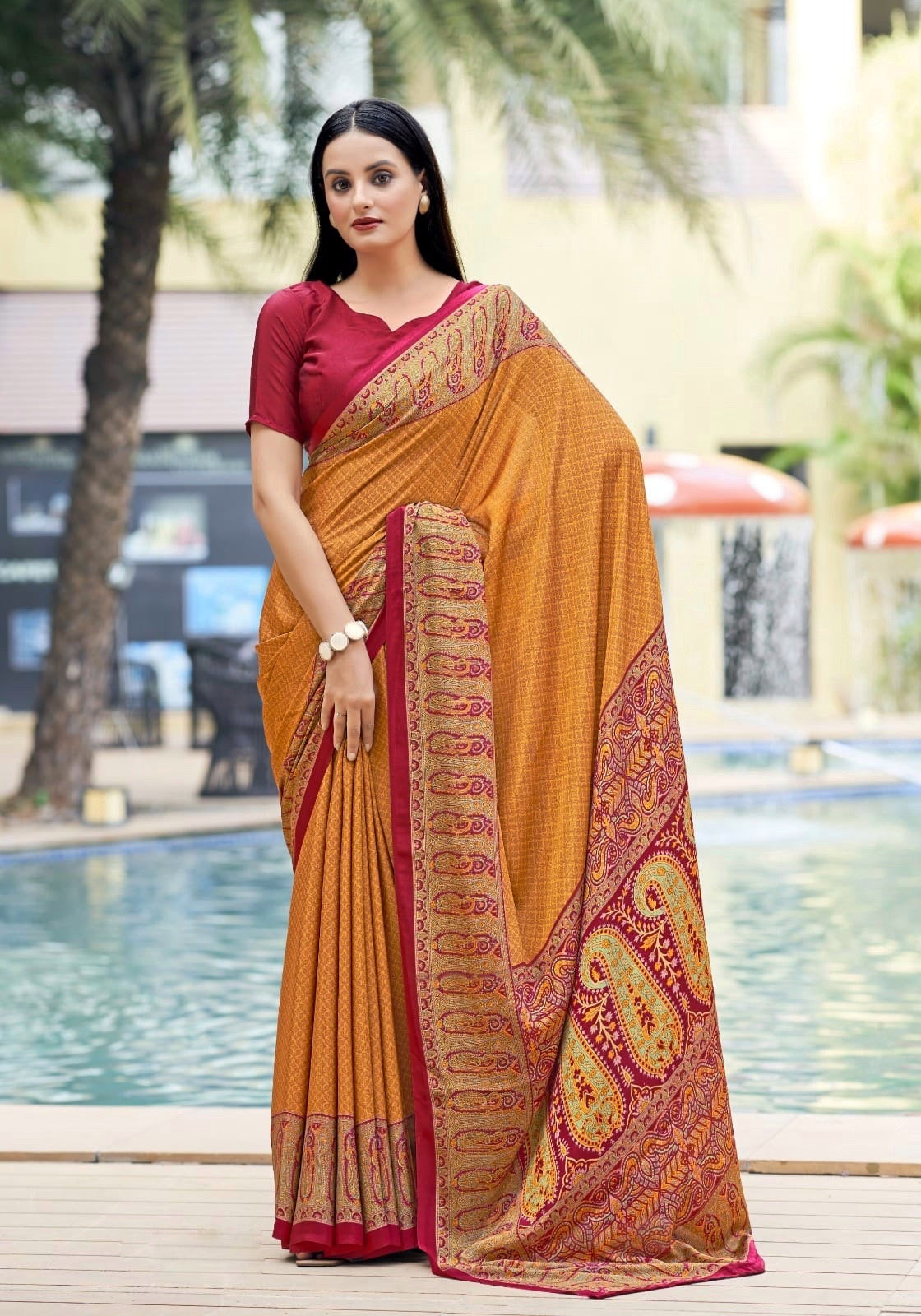 Casual Mustard Readymade Saree