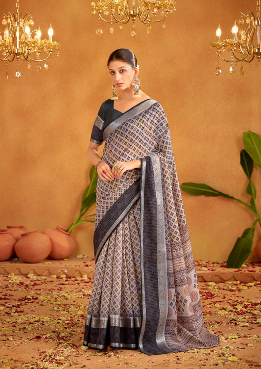 Dark Blue Formal Silk Cotton Readymade/Easy Saree