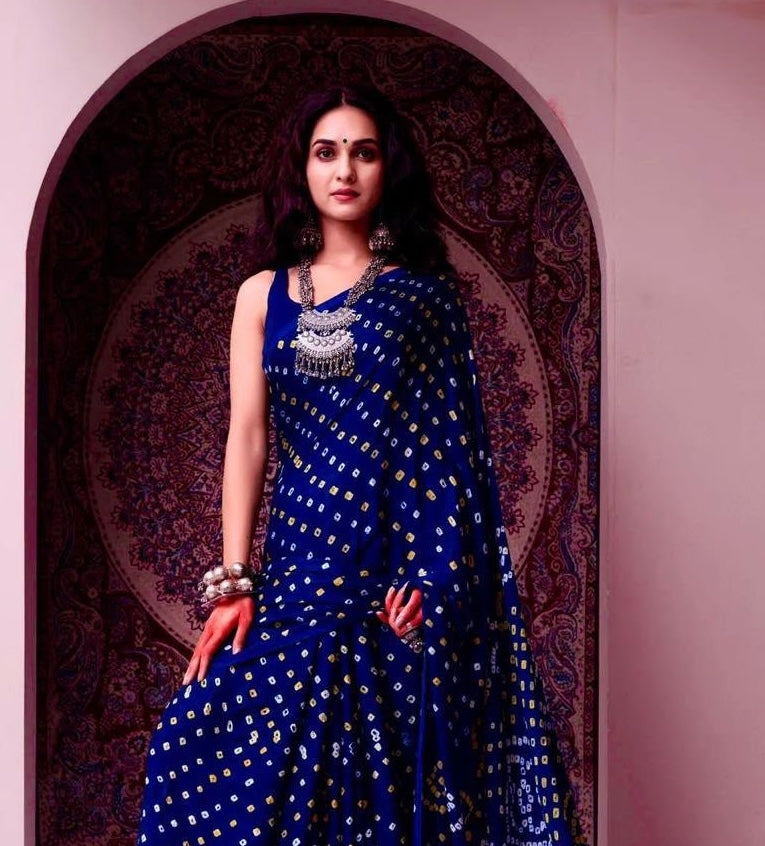 Royal Blue Soft Silk Ready To Wear/Easy Saree by Stylebypanaash
