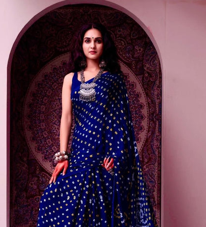 Royal Blue Soft Silk Ready To Wear/Easy Saree by Stylebypanaash