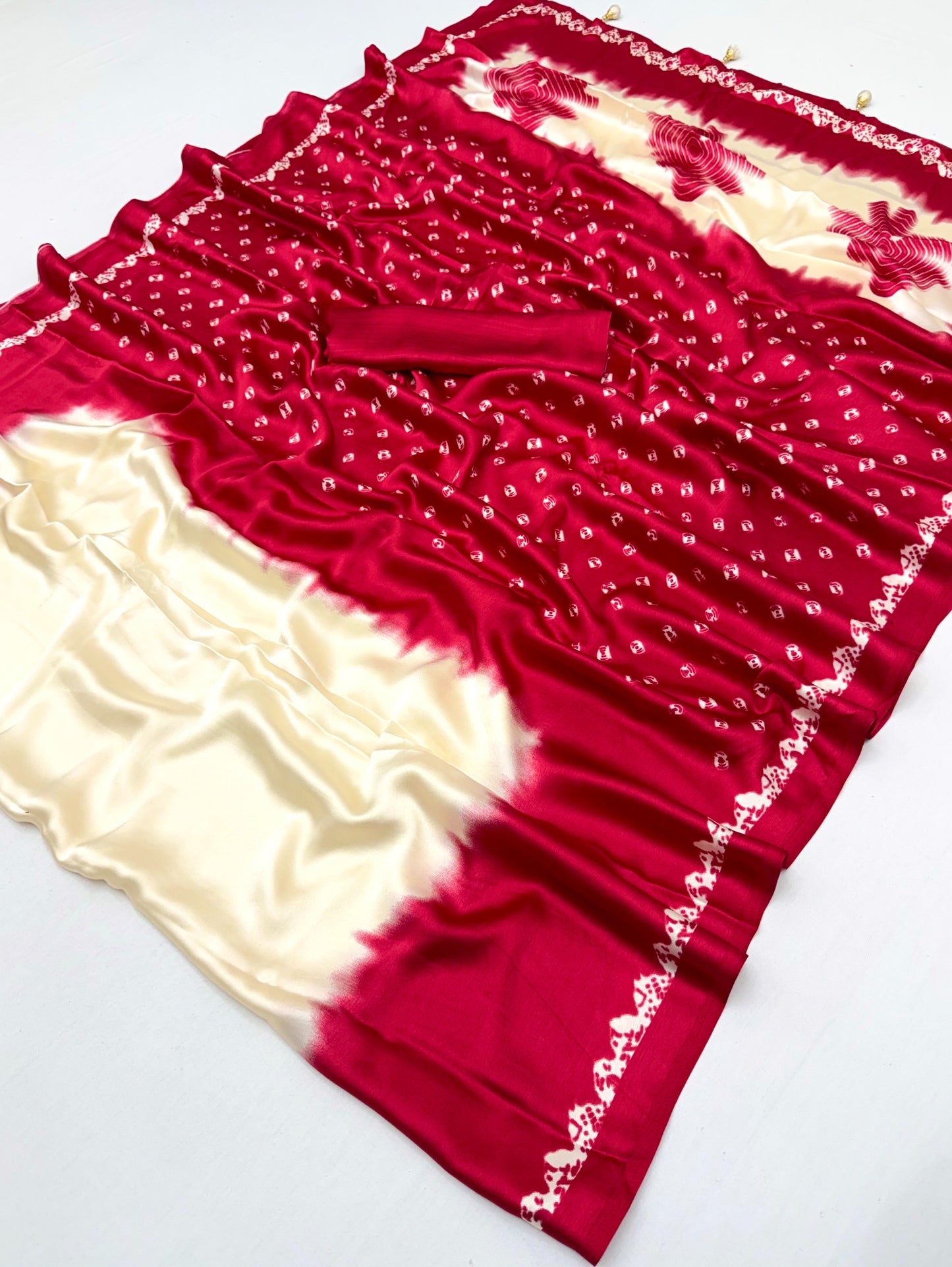 Red Ombre Crepe Silk Ready To Wear/Easy Saree