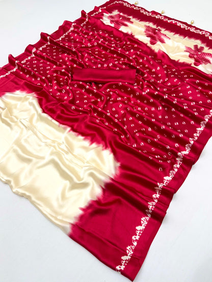 Red Ombre Crepe Silk Ready To Wear/Easy Saree