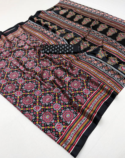 Black Crepe Silk Ready To Wear/Easy Saree - Panaash Saree