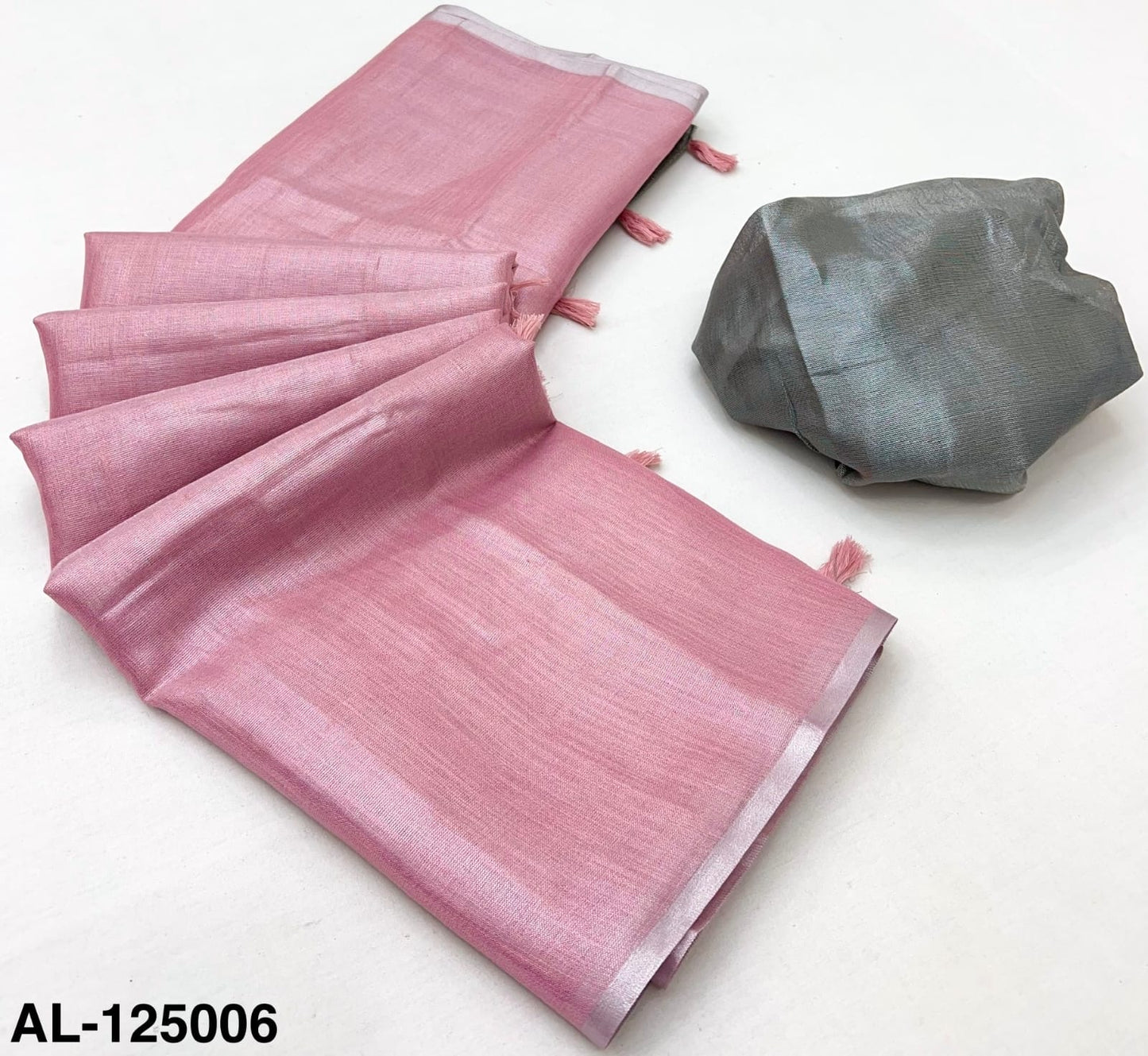 Pink Tissue Silk Ready To Wear/Easy Saree