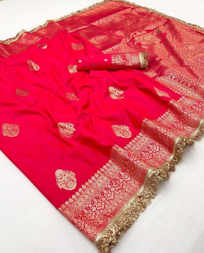 Fuchsia Banarasi Silk Readymade/Easy Saree