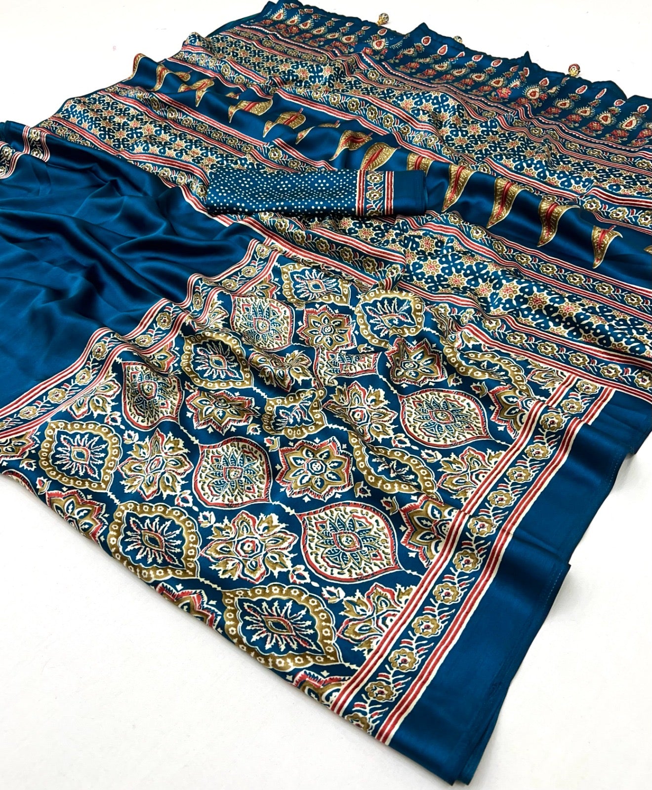 Blue Crepe Silk Office wear Readymade/Easy Saree (Copy)