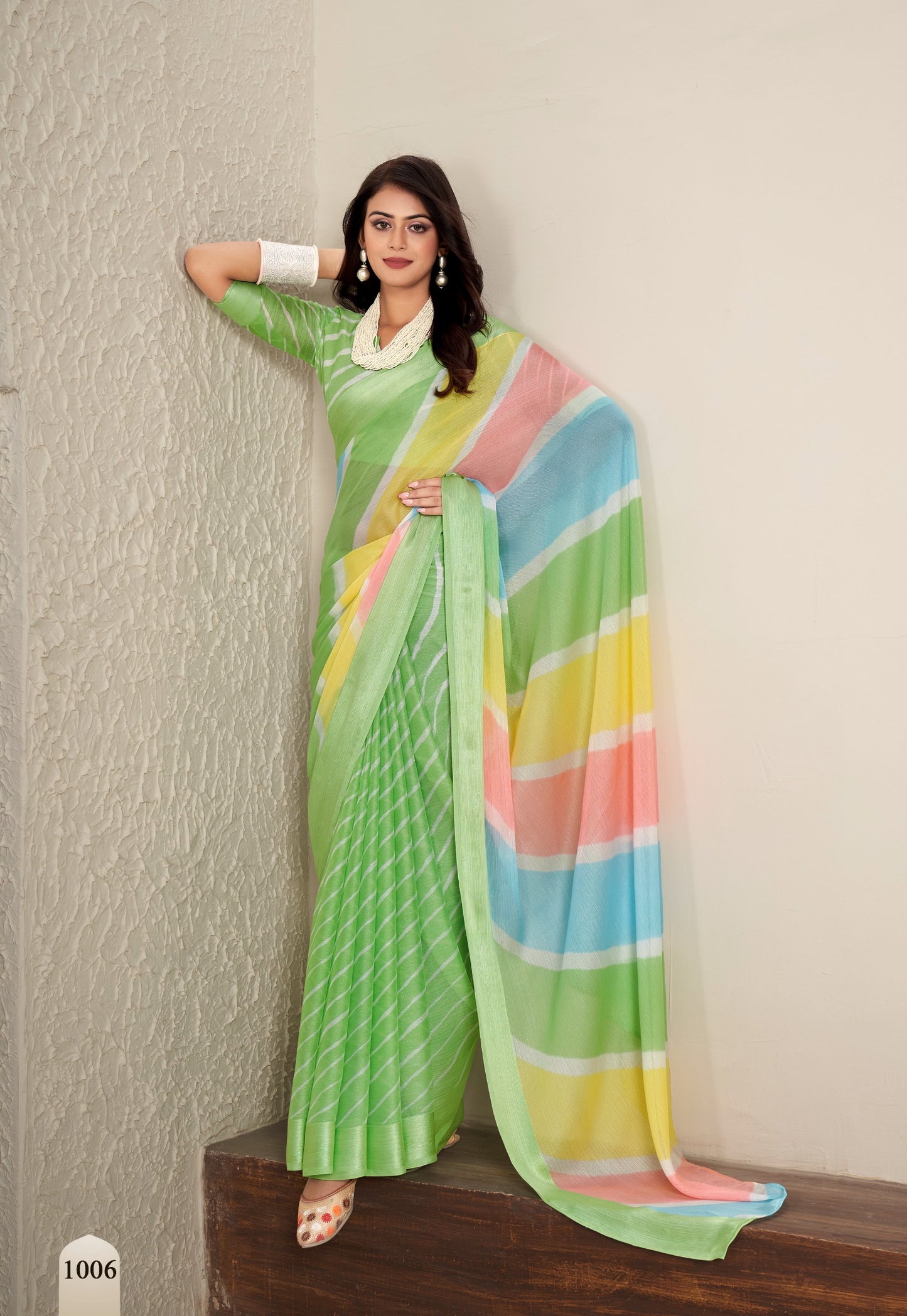 Multi Color Georgette Readymade/Easy Saree