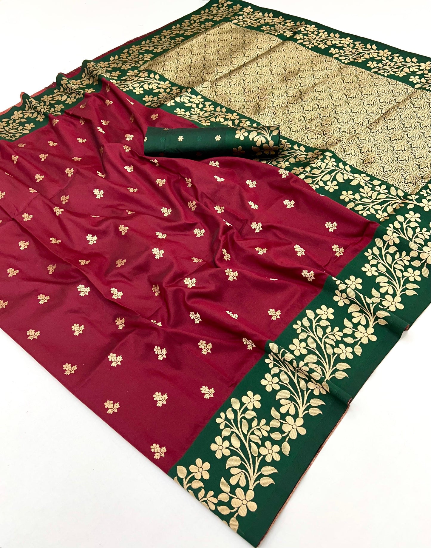 Maroon Kanjivaram Silk Readymade/Easy Saree
