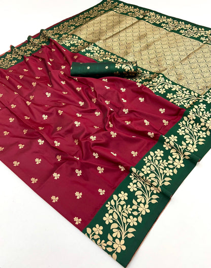 Maroon Kanjivaram Silk Readymade/Easy Saree