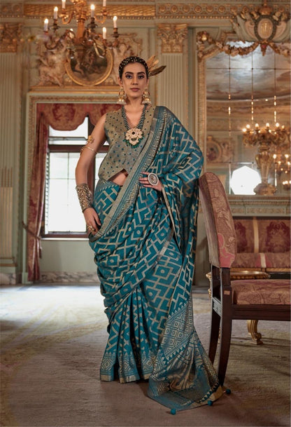 Blue Georgette Ready To Wear/Easy Saree by Stylebypanaash