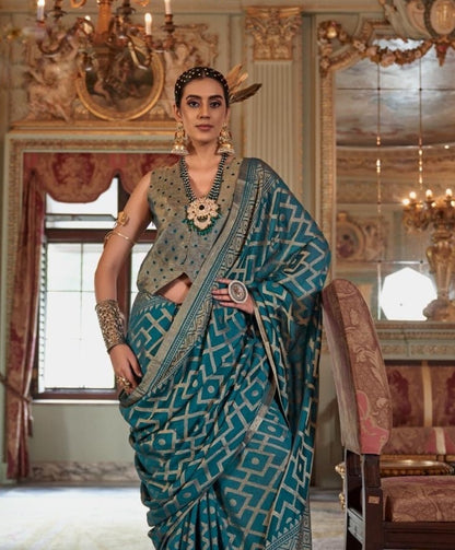 Blue Georgette Ready To Wear/Easy Saree by Stylebypanaash
