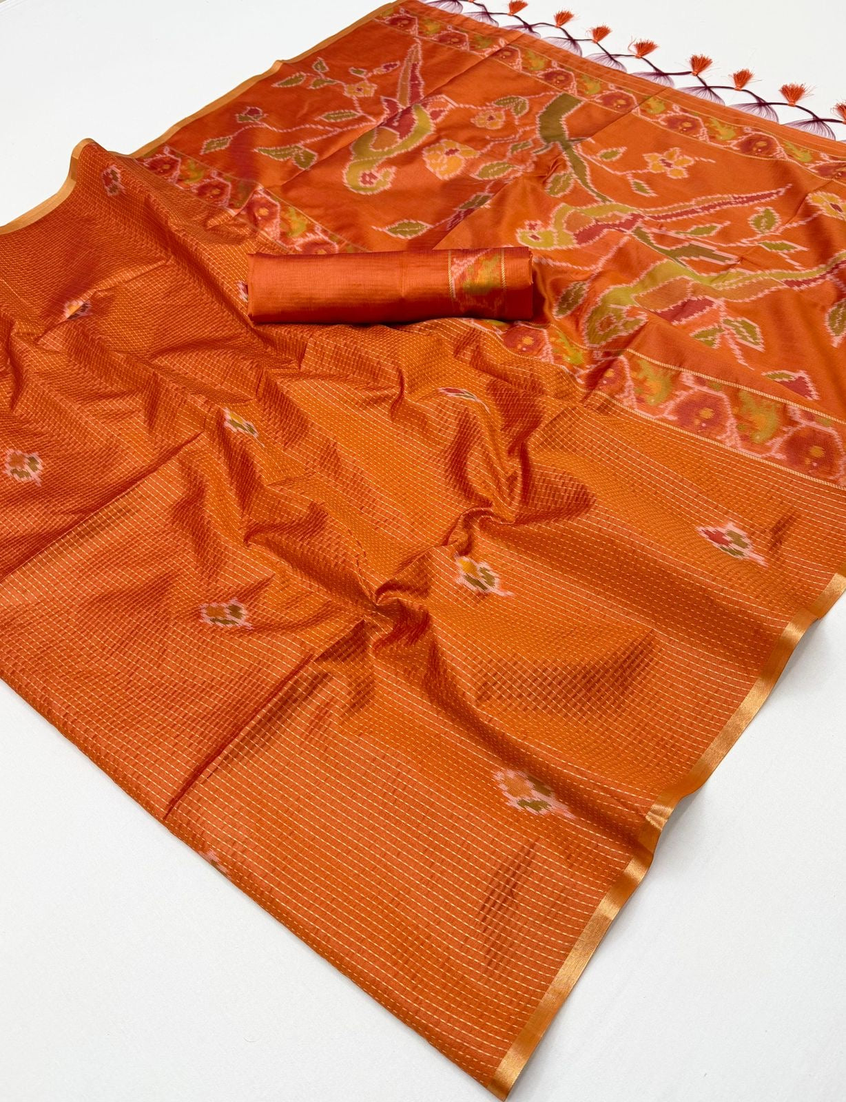 Orange Silk Ready To Wear/Easy Saree - Panaash Saree