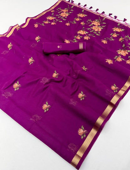 Purple Munga Silk  Ready To Wear/Easy Saree by Stylebypanaash