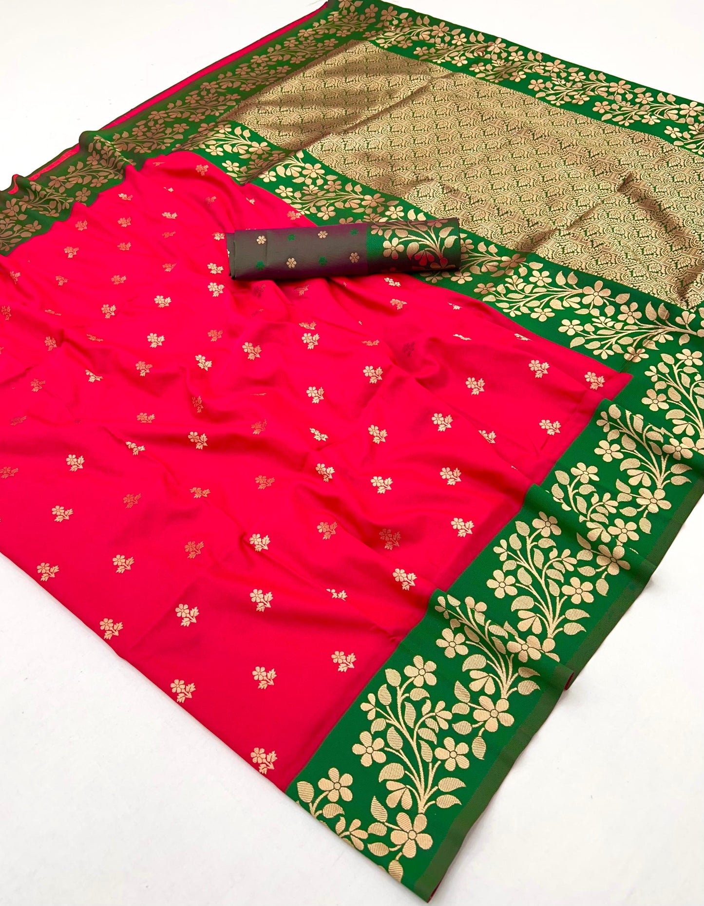Bright Red Kanjivaram Silk Readymade/Easy Saree