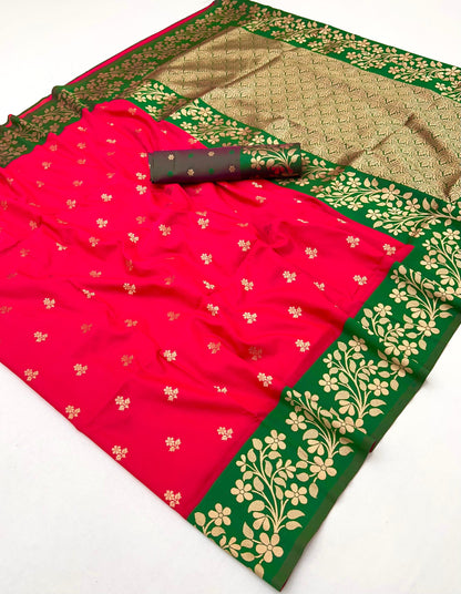 Bright Red Kanjivaram Silk Readymade/Easy Saree
