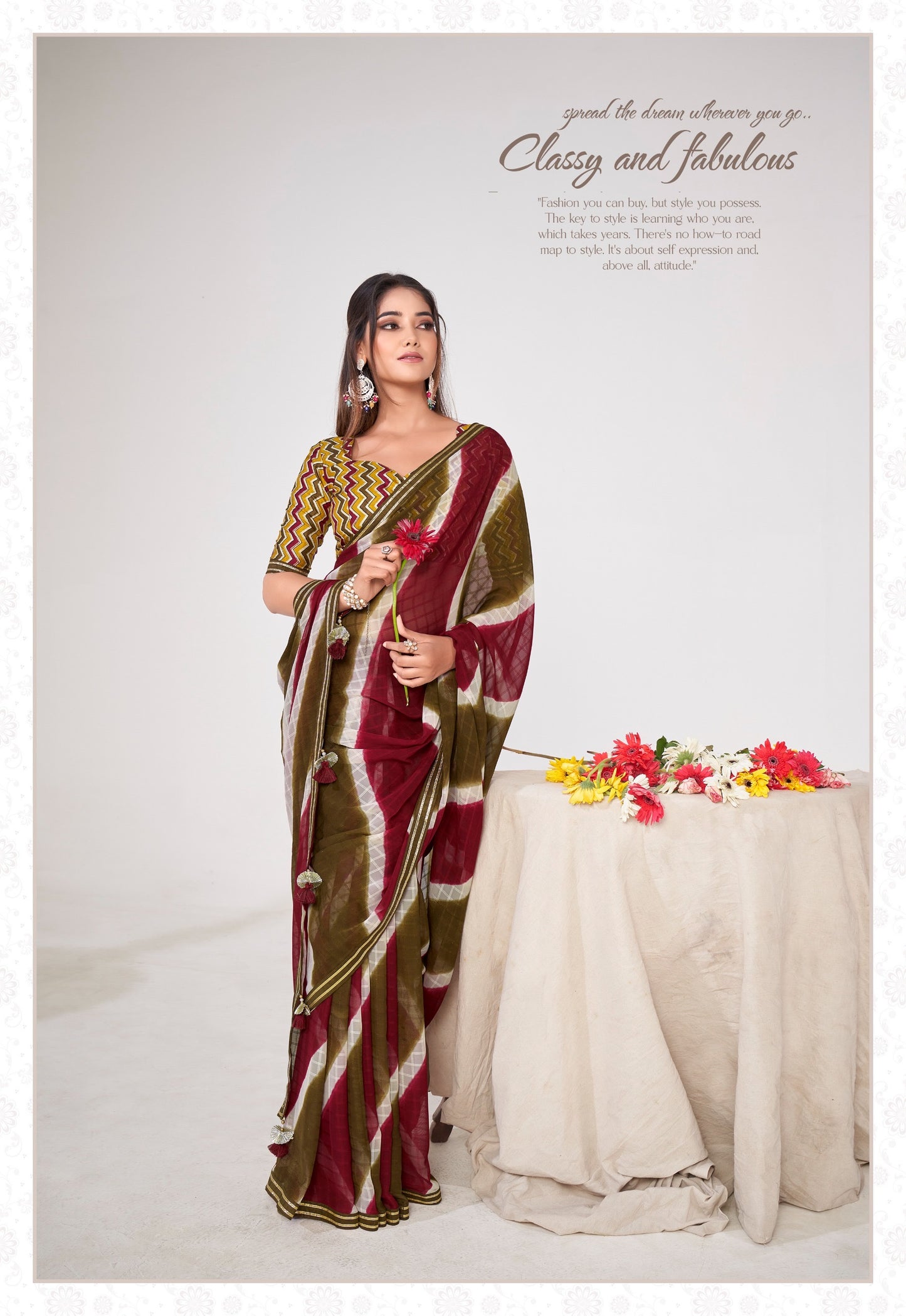 Multi Color Georgette Readymade/Easy Saree