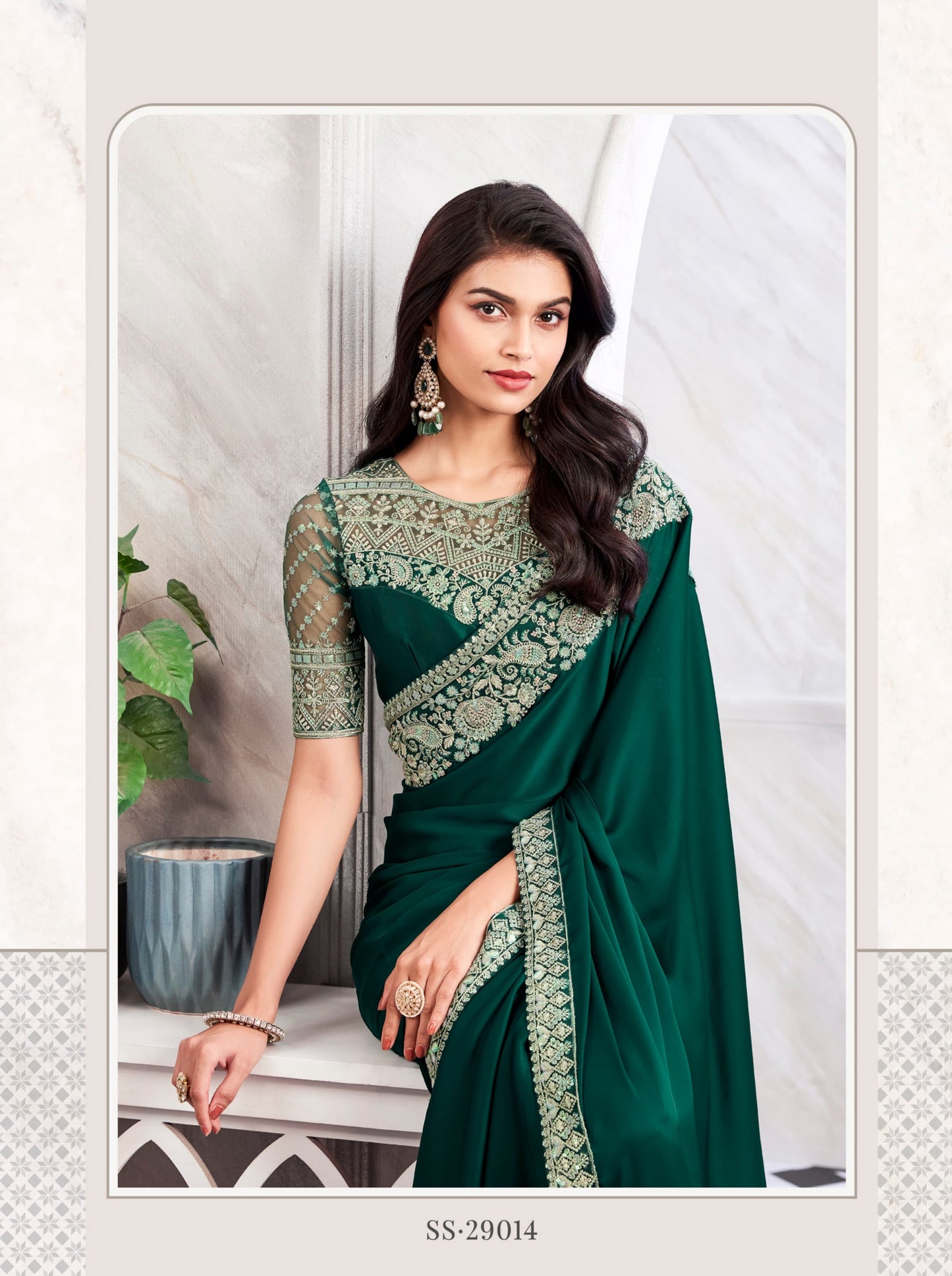 Bottle Green Color Cocktail Readymade Saree