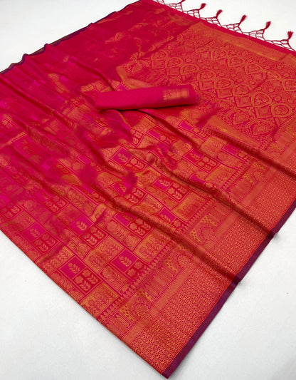 Red Kanjivaram Silk Ready to wear/Easy Saree - Panaash Saree
