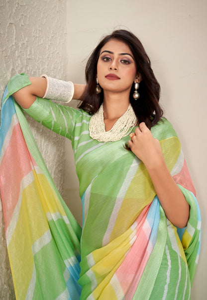 Multi Color Georgette Readymade/Easy Saree