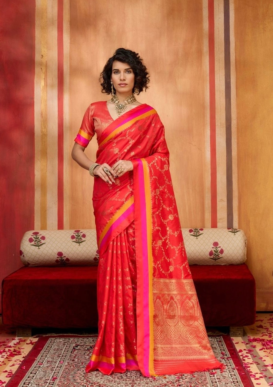 Red Kanjivaram Silk Readymade/Easy Saree