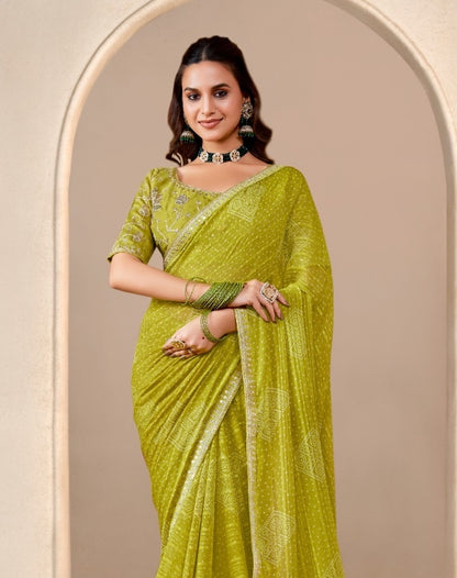 Green Georgette Readymade/Easy Saree