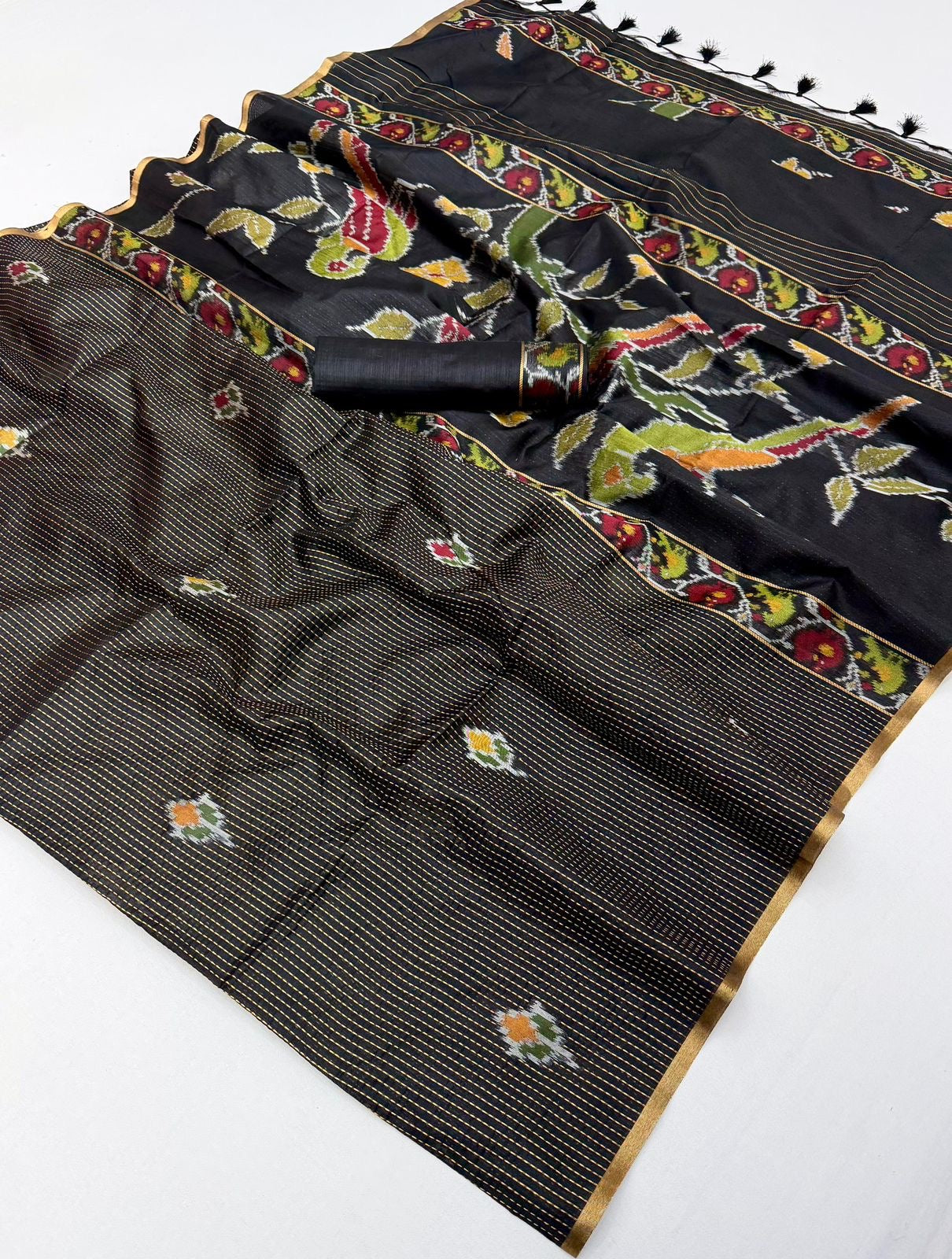 Black Silk Ready To Wear/Easy Saree - Panaash Saree
