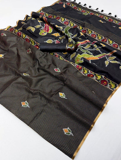 Black Silk Ready To Wear/Easy Saree - Panaash Saree