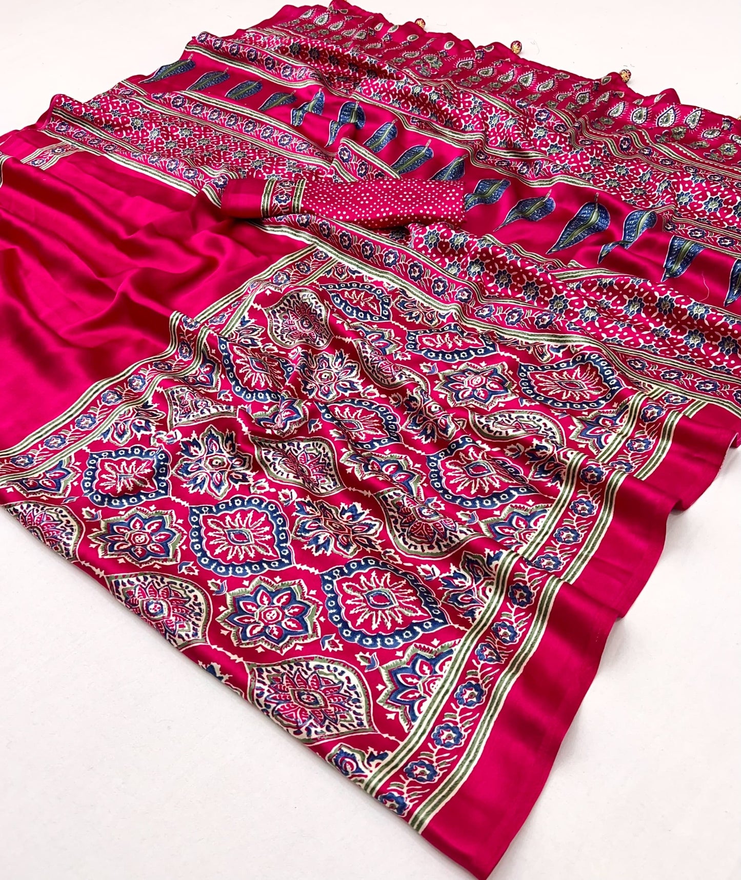 Bright red Crepe Silk Office wear Readymade/Easy Saree