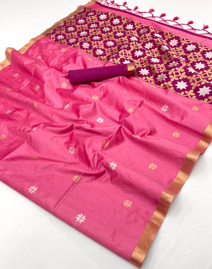 Pink Color Raw Silk Readymade/Easy Saree