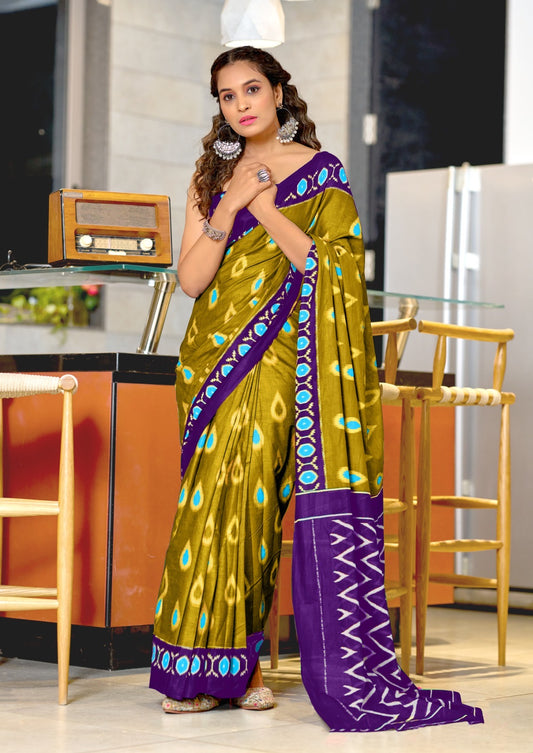 Sage Green Mul Cotton Easy/Readymade Saree