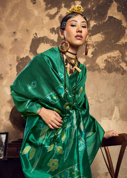 Green Silk Ready To Wear/Easy Saree - Panaash Saree