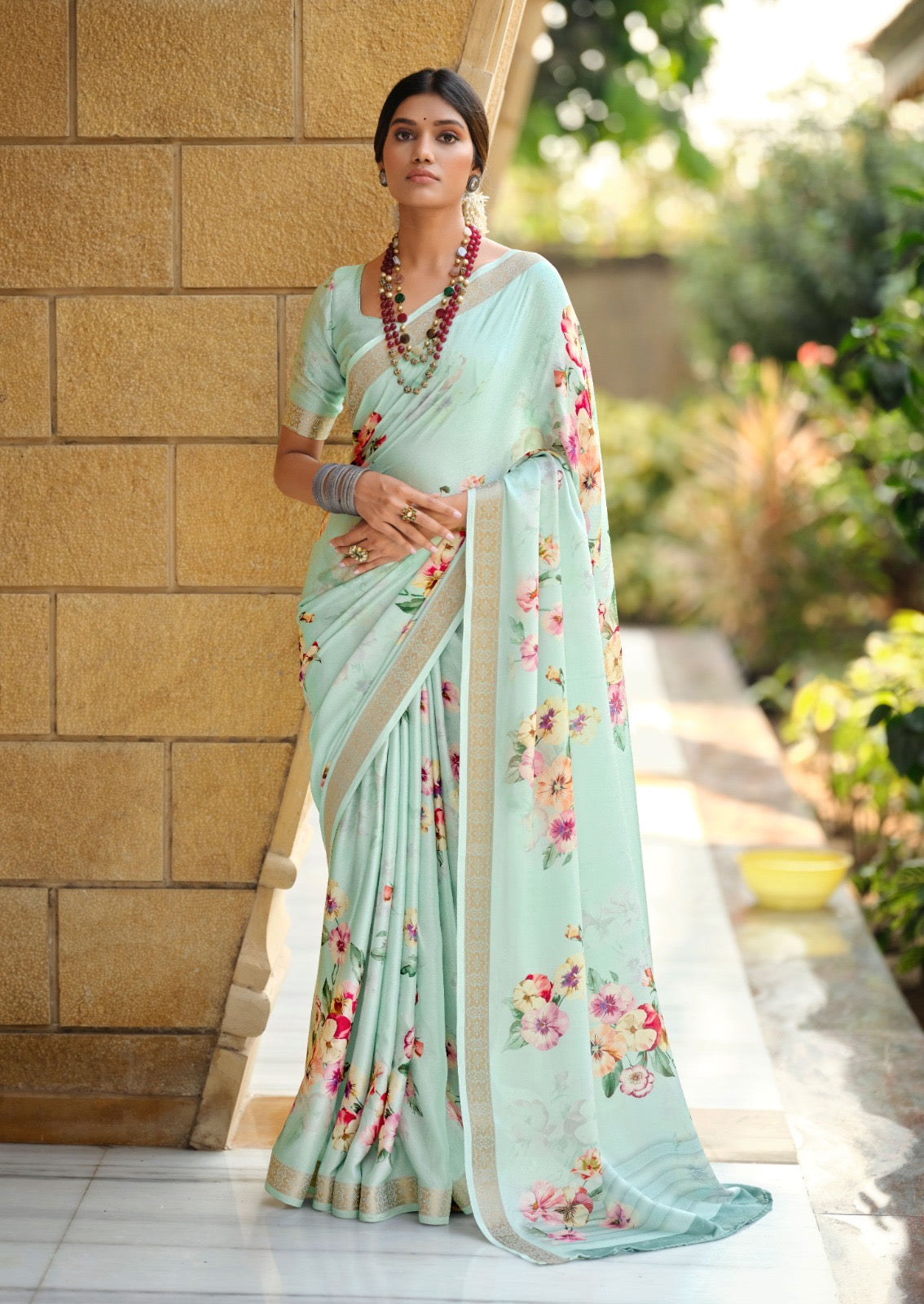 Multi Color Georgette Readymade Saree